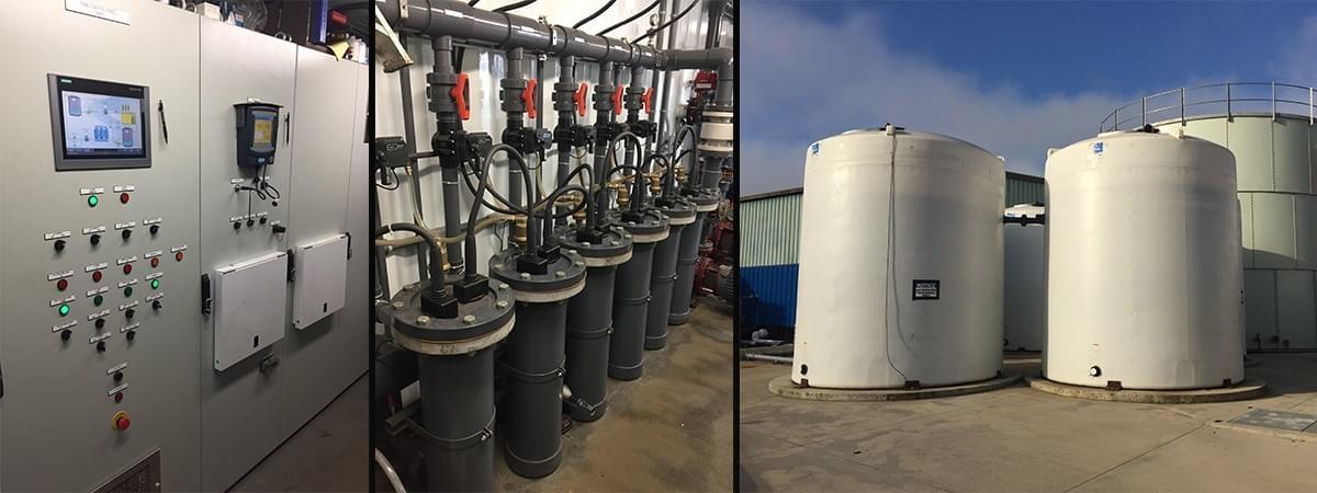 Bob's Metals stormwater treatment system — PLC controls, filtration, and storage tanks